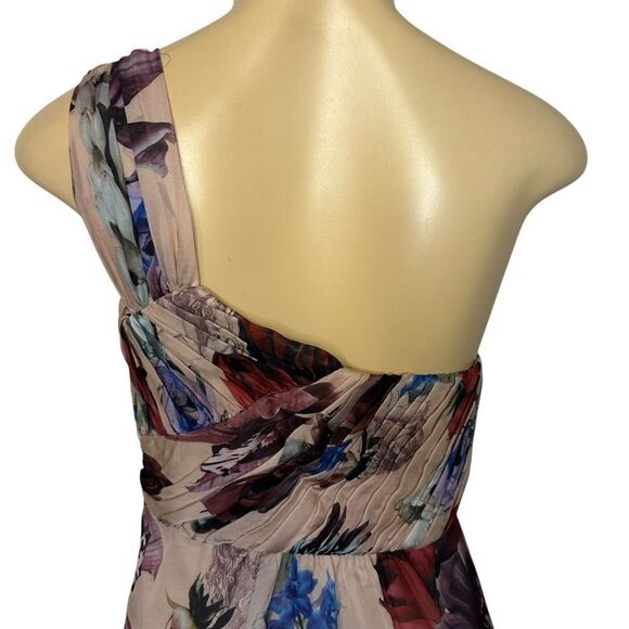 Ted Baker floral one shoulder chiffon pleated maxi Dress size 3 / large - Picture 4 of 9